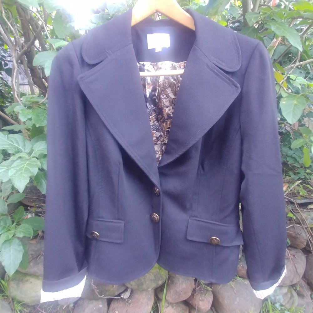 Vintage Alberto Makali blazer wide lapels gold buttons size 12